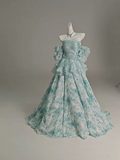 Ndyad Floral A-Line Strapless Organza Long Prom Dress Graduation Prom Dress HZ1024