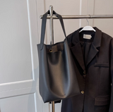 Ndyad large capacity bag women's new style fashionable simple shoulder bag commuting to work soft leather bucket bag HZ1024