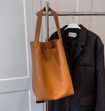 Ndyad large capacity bag women's new style fashionable simple shoulder bag commuting to work soft leather bucket bag HZ1024
