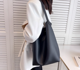 Ndyad large capacity bag women's new style fashionable simple shoulder bag commuting to work soft leather bucket bag HZ1024