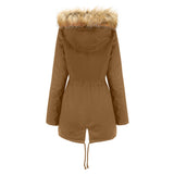 Ndyad Womens Winter Coats Faux Fur Lining Parka With Fur Hood HZ1024