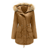 Ndyad Womens Winter Coats Faux Fur Lining Parka With Fur Hood HZ1024