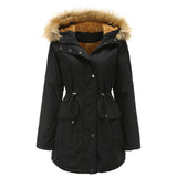 Ndyad Womens Winter Coats Faux Fur Lining Parka With Fur Hood HZ1024
