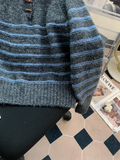 Ndyad horn button striped half open collar sweater HZ1024