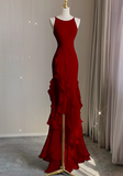 Ndyad Satin long prom dress, black birthday dress HZ1024