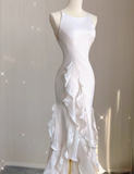 Ndyad Satin long prom dress, black birthday dress HZ1024