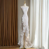 Ndyad Satin long prom dress, black birthday dress HZ1024