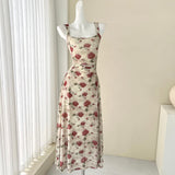 Ndyad red floral sling tea dress HZ1024