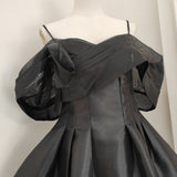 Ndyad A-line off-the-shoulder tulle satin short prom dress, pink homecoming dress HZ1024