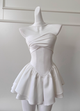 Ndyad White Strapless Short Prom Dress for Party&Birthday??Elegant Evening Dress HZ1024