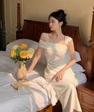 Ndyad pure desire style one-shoulder niche high-end waist temperament women's dress HZ1024