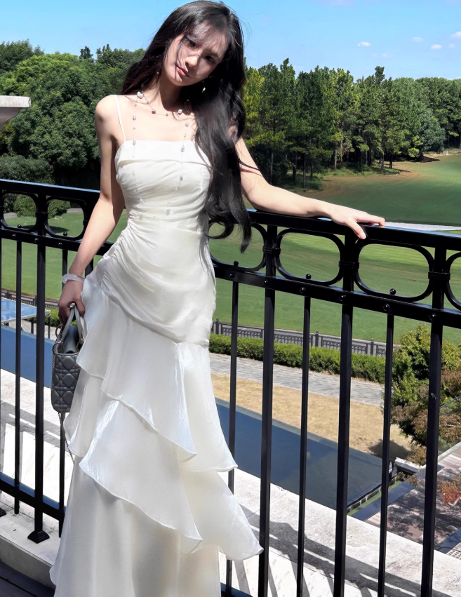 Ndyad Birthday Party Dresses Under $160??White Ruffled Layered Fairytale Graduation Prom Dresses HZ1024