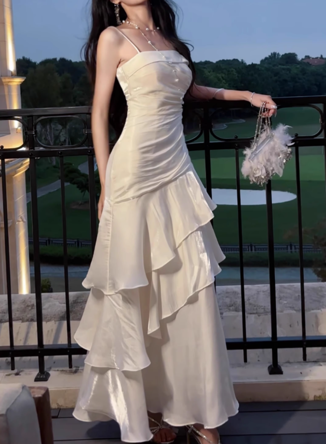 Ndyad Birthday Party Dresses Under $160??White Ruffled Layered Fairytale Graduation Prom Dresses HZ1024