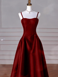 Ndyad Sweetheart ??Prom Dress for Birthday&Graduation-Burgundy Satin Long Formal Evening Dress HZ1024