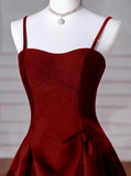 Ndyad Sweetheart ??Prom Dress for Birthday&Graduation-Burgundy Satin Long Formal Evening Dress HZ1024