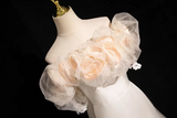 Ndyad A-line off-the-shoulder satin tulle long prom dress, off-white formal dress HZ1024