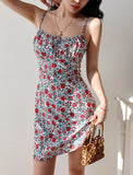 Ndyad floral suspender dress holiday style dress HZ1024