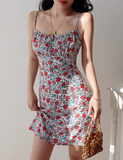 Ndyad floral suspender dress holiday style dress HZ1024