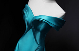 Ndyad mermaid off-shoulder satin long prom dress,blue formal long dress HZ1024