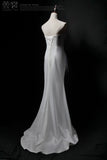 Ndyad Strapless Mermaid Tulle Satin Long Prom Dress, White Formal Dress HZ1024