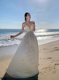 Ndyad A-line halterneck long dress, backless beach dress HZ1024