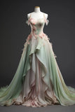Ndyad Line Spaghetti Straps Chiffon Long Prom Dress Party Dress Formal Dresses HZ1024