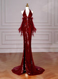Ndyad Mermaid V-neck Sequins Long Prom Dress,Formal Prom Dress HZ1024