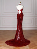 Ndyad Mermaid V-neck Sequins Long Prom Dress,Formal Prom Dress HZ1024