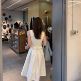 Ndyad style dress light mature style umbrella skirt French style high waist white dress for women HZ1024
