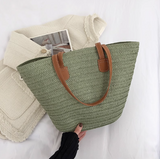 Ndyad large capacity straw shoulder bag HZ1024