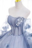 Ndyad Off Shoulder Tulle Long Prom Dress, Sweet Long Formal Dress HZ1024