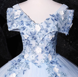 Ndyad 0ff-the-shoulder Tulle Embroidery Long Prom Dress, Elegant Long Formal Dress HZ1024