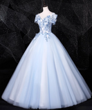 Ndyad 0ff-the-shoulder Tulle Embroidery Long Prom Dress, Elegant Long Formal Dress HZ1024