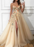 Ndyad flowers A-Line Prom Dresses one shoulder strap Lace Appliques Evening Gown HZ1024