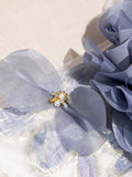 Ndyad off-shoulder tulle three-dimensional floral long prom dress, dark purple evening dress HZ1024