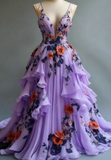 Ndyad A-line Wedding Dress ??Chiffon 3D Applique Evening Dress HZ1024