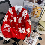 Ndyad red knitted cardigan HZ1024