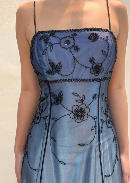 Ndyad Blue Gradient Empire Prom Dresses Backless Romantic Beaded Evening Dresses Guest Dresses HZ1024