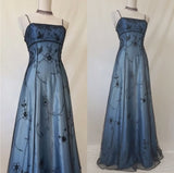 Ndyad Blue Gradient Empire Prom Dresses Backless Romantic Beaded Evening Dresses Guest Dresses HZ1024