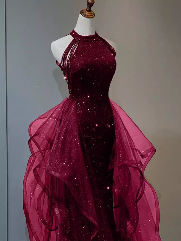 Ndyad A-Line Halter Sparkly Sequins Long Prom Dresses Navy Blue Evening Dresses HZ1024
