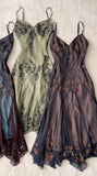 Ndyad Prom Dresses Under $180??Gothic Spaghetti Straps Blue Satin Chiffon Sheath Evening Dress with Beading HZ1024