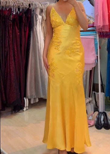 Ndyad A-Line Evening Dress Satin Spaghetti Straps Green Vintage Backless Long Prom Dresses HZ1024