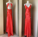 Ndyad A-Line Evening Dress Satin Spaghetti Straps Green Vintage Backless Long Prom Dresses HZ1024