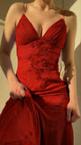 Ndyad Spaghetti Straps V-neck Beaded Backless Prom Dresses Party Dresses HZ1024
