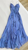 Ndyad Spaghetti Straps V-neck Beaded Backless Prom Dresses Party Dresses HZ1024
