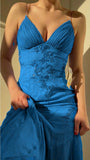 Ndyad Spaghetti Straps V-neck Beaded Backless Prom Dresses Party Dresses HZ1024