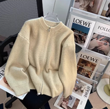 Ndyad style double-head zipper soft waxy sweater jacket loose casual outer wear knitted cardigan HZ1024