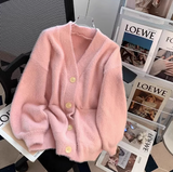 Ndyad college style, furry cardigan sweater coat HZ1024
