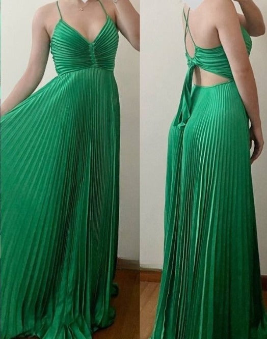 Ndyad Green Backless Prom Dress for Vegas Pool Party?? Glam Chiffon Evening Dress for Special Ocassion HZ1024