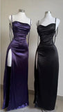 Ndyad Blue Spaghetti Strap Bodycon Satin Elegant Prom Dresses Backless Party Dresses HZ1024